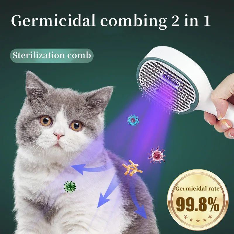 Cat Comb Dog Hair Remover Brush UVC Sterilization Pet Grooming
